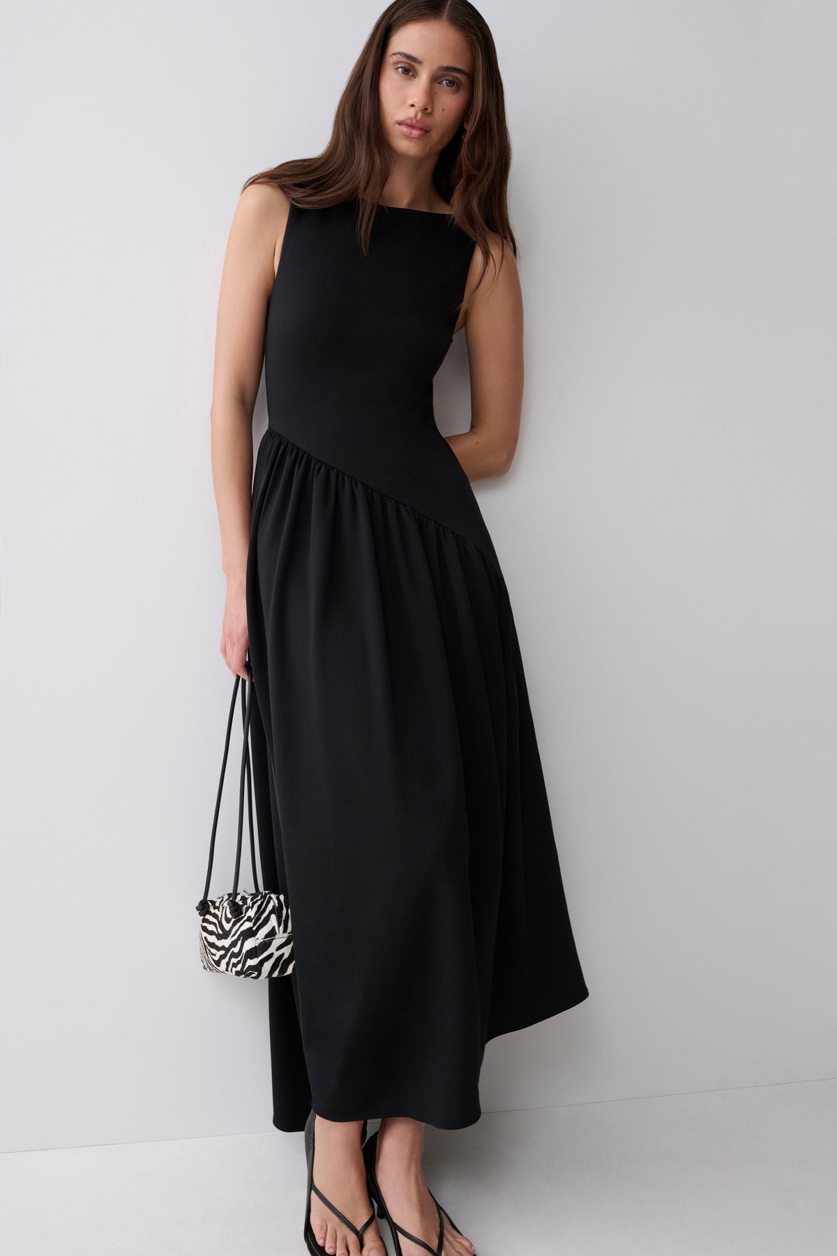Hester Scuba Midi Dress - Black