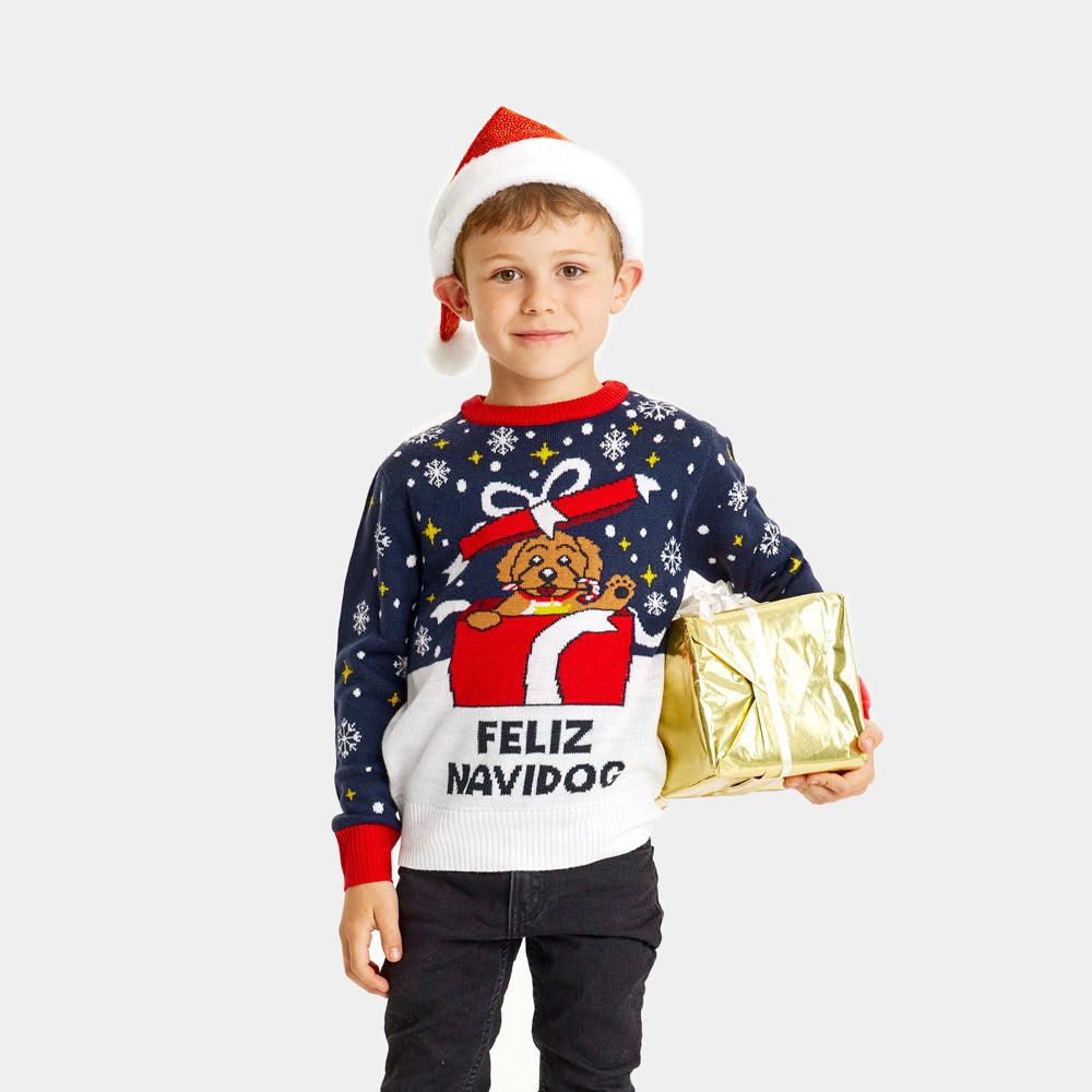 Womens Ugly Christmas Sweater Feliz Navidog