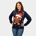 Womens Blue Gingerbread Ugly Christmas Sweater