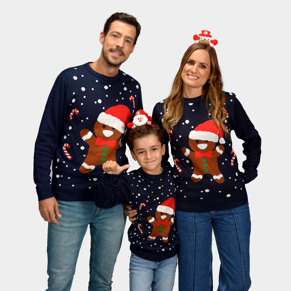 Womens Blue Gingerbread Ugly Christmas Sweater