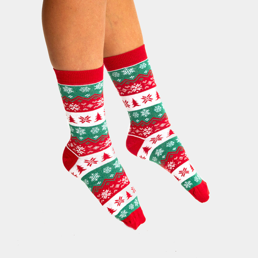 Green, Red and White Unisex Ugly Christmas Socks