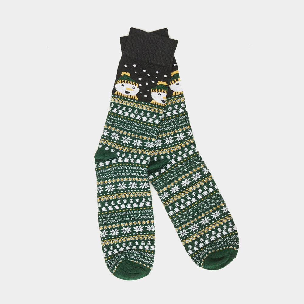 Green Unisex Ugly Christmas Socks with Snowmen