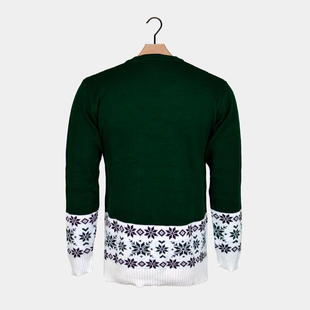 Womens Green Ugly Christmas Sweater with skating Reindeer
