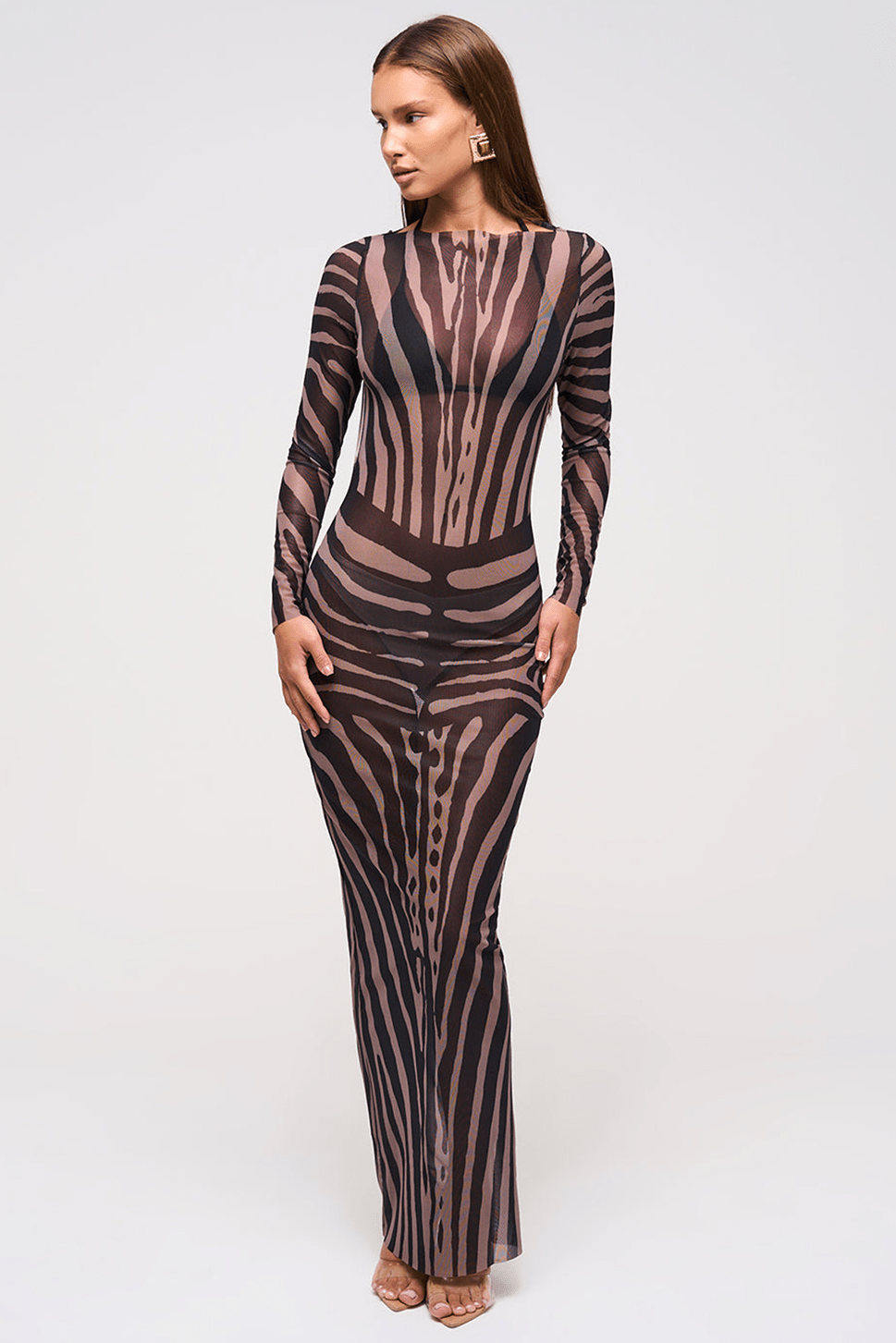 ILLUSION MESH MAXI DRESS