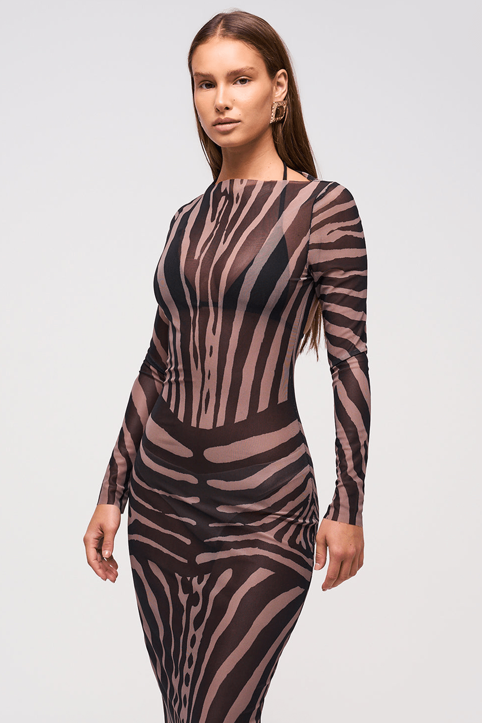 ILLUSION MESH MAXI DRESS