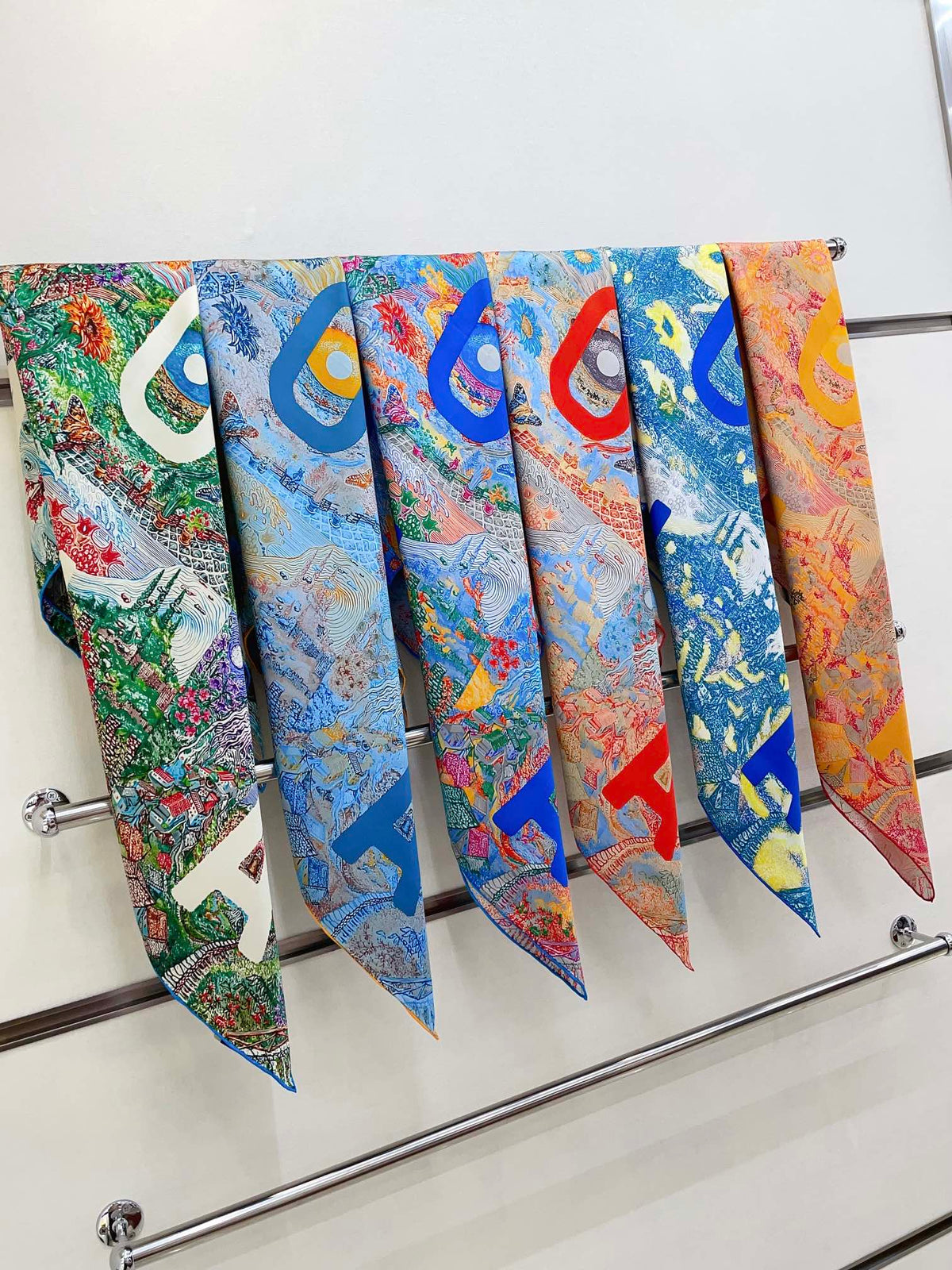 Eleftheria Scarf 90 CM In Colorful Silk Twill 193835