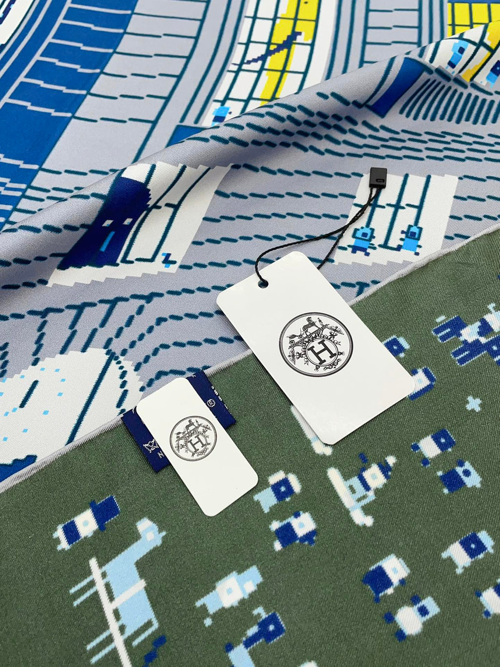 Faubourg Party Scarf 90 CM In Blue Colorful Silk Twill 198582