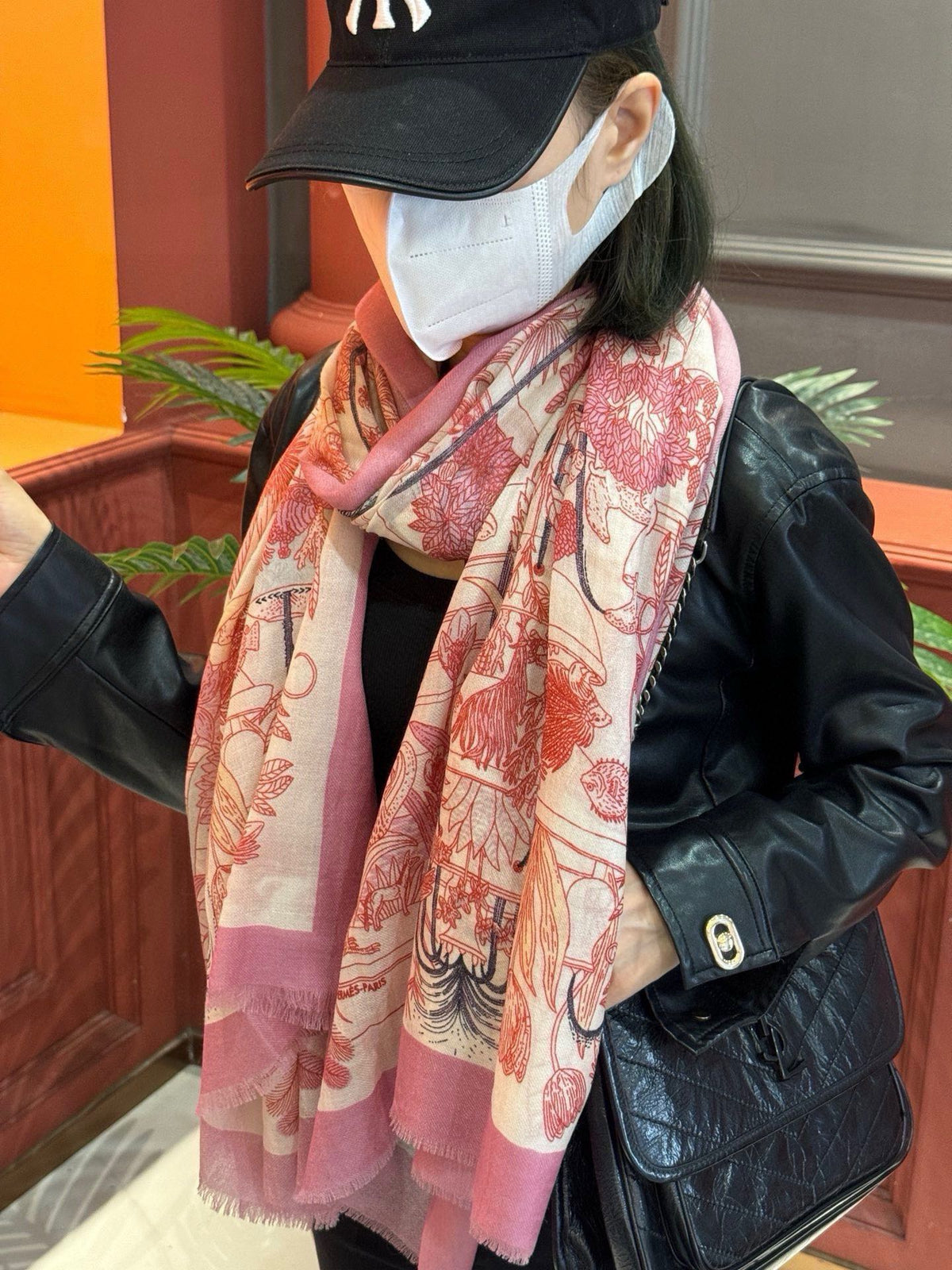 EXOTIC PARADISE CASHMERE SCARF 200 CM CREPE PINK MIX COLORFUL CASHMERE