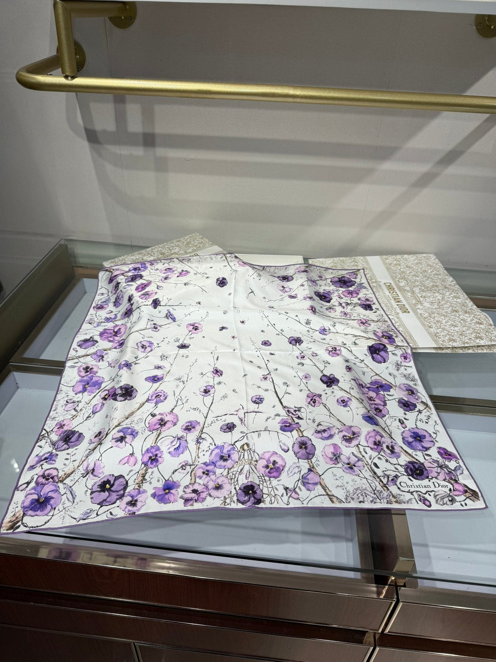 Dior 2026 Le Bal des Fleurs Scarf 70cm Purple Silk 186956
