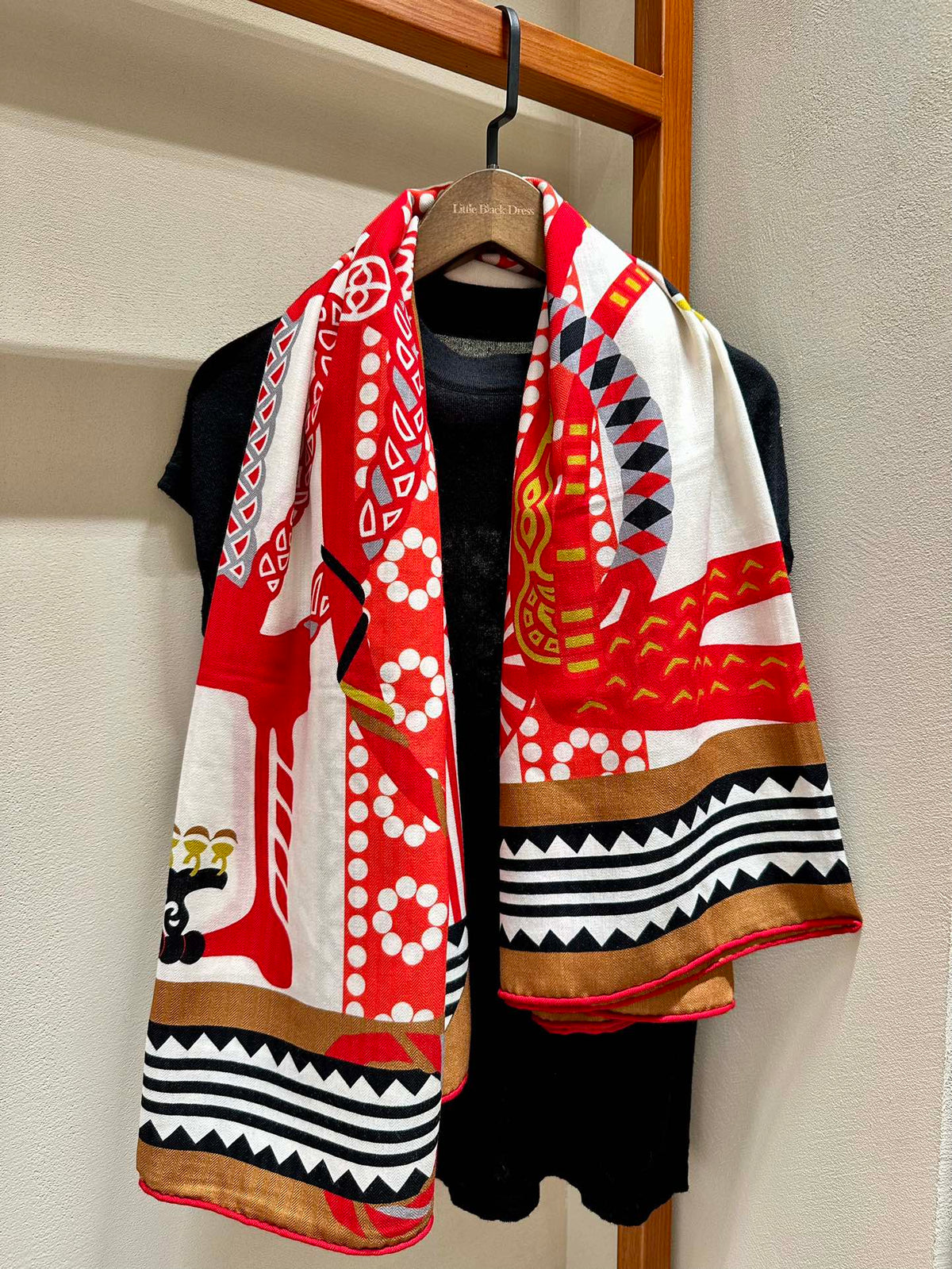 Fantaisie dEtriers Scarf 140 CM Red Colorful Silk