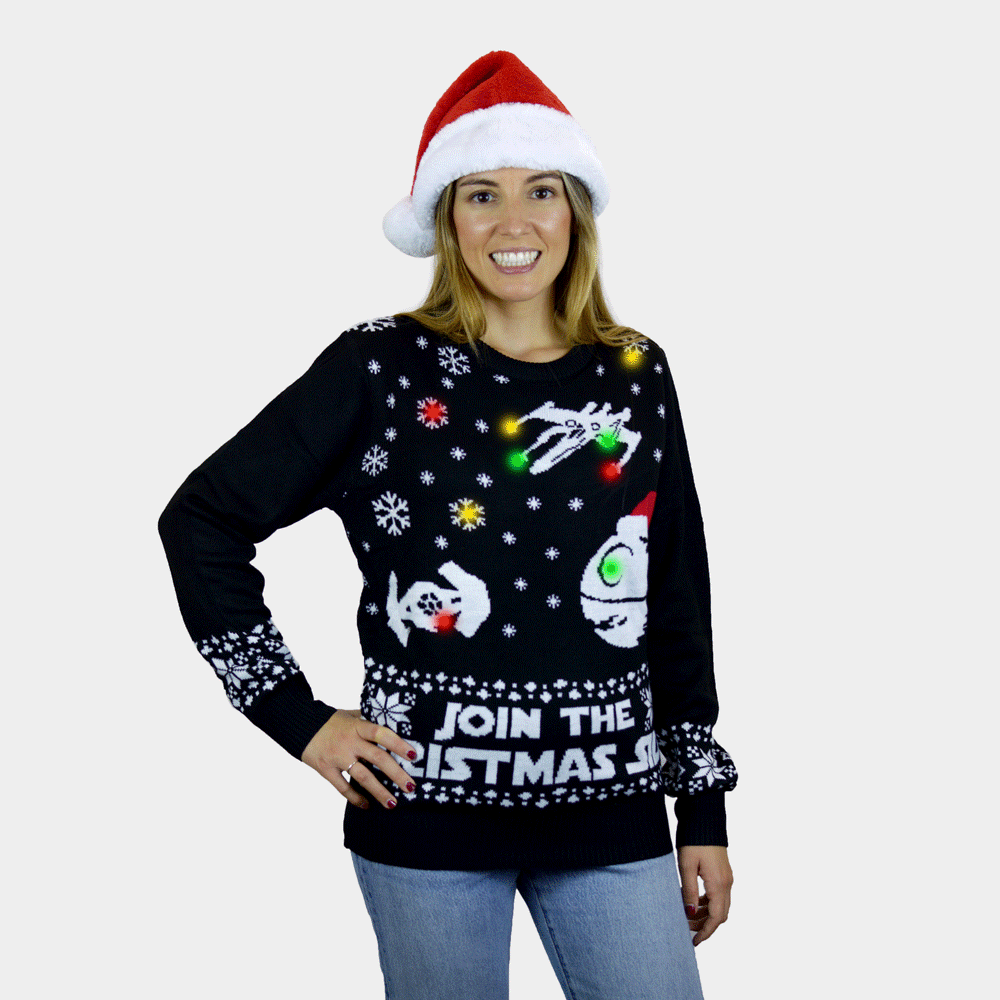 Womens LED light-up Ugly Christmas Sweater Join the Christmas Side