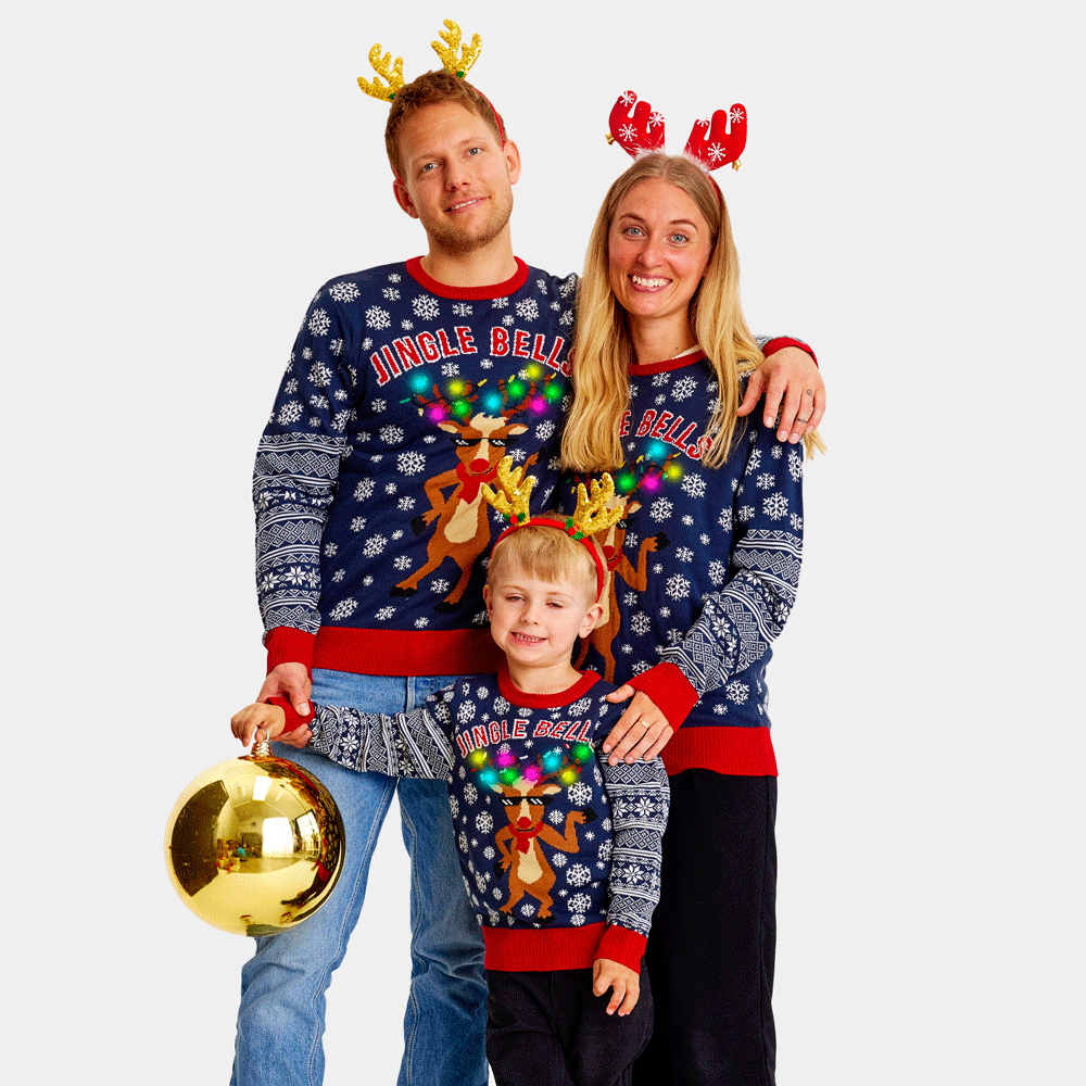 Womens LED light-up Ugly Christmas Sweater Jingle Bells