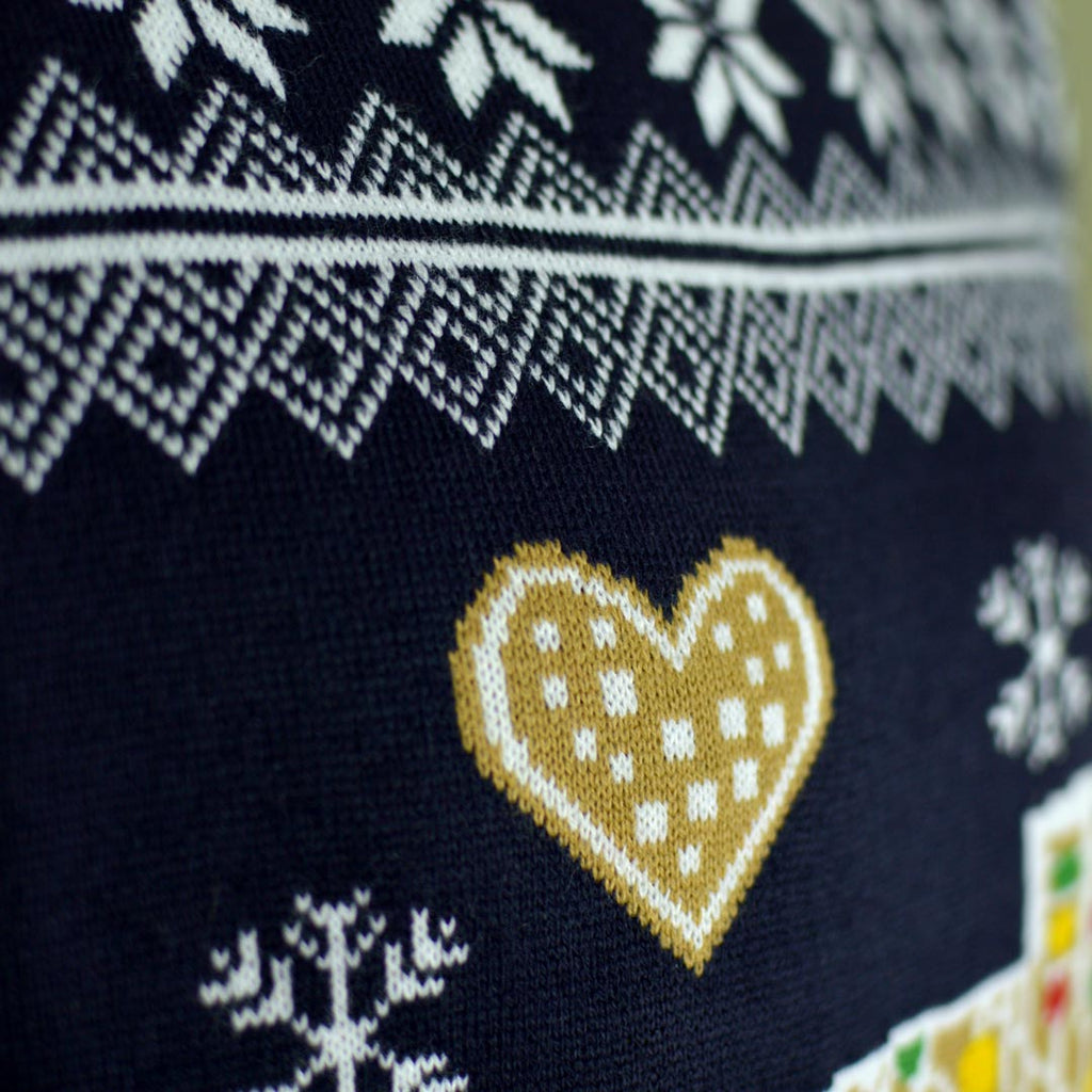 Womens LED light-up Ugly Christmas Sweater with Gingerbread House