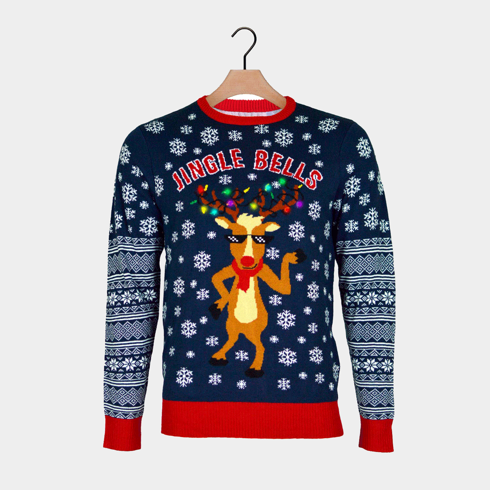 Womens LED light-up Ugly Christmas Sweater Jingle Bells