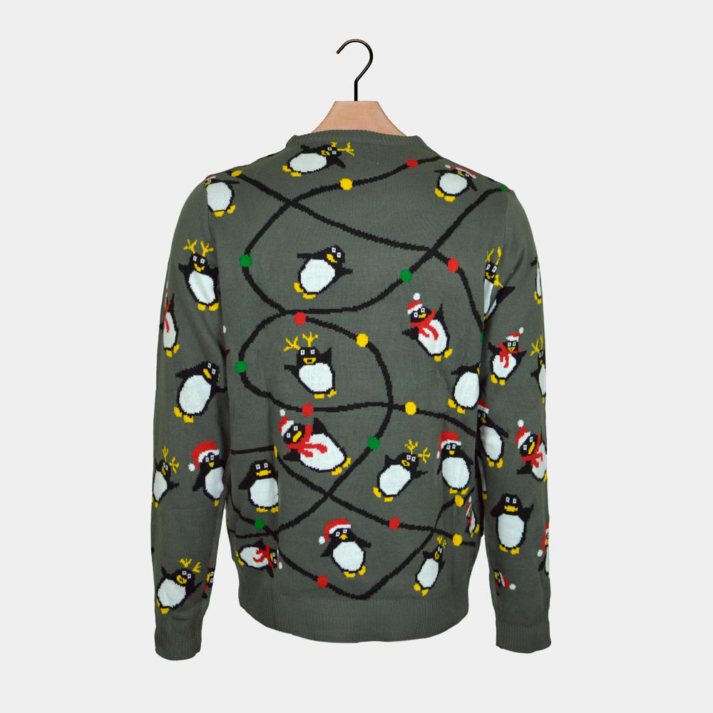 Womens LED light-up Ugly Christmas Sweater with Penguins