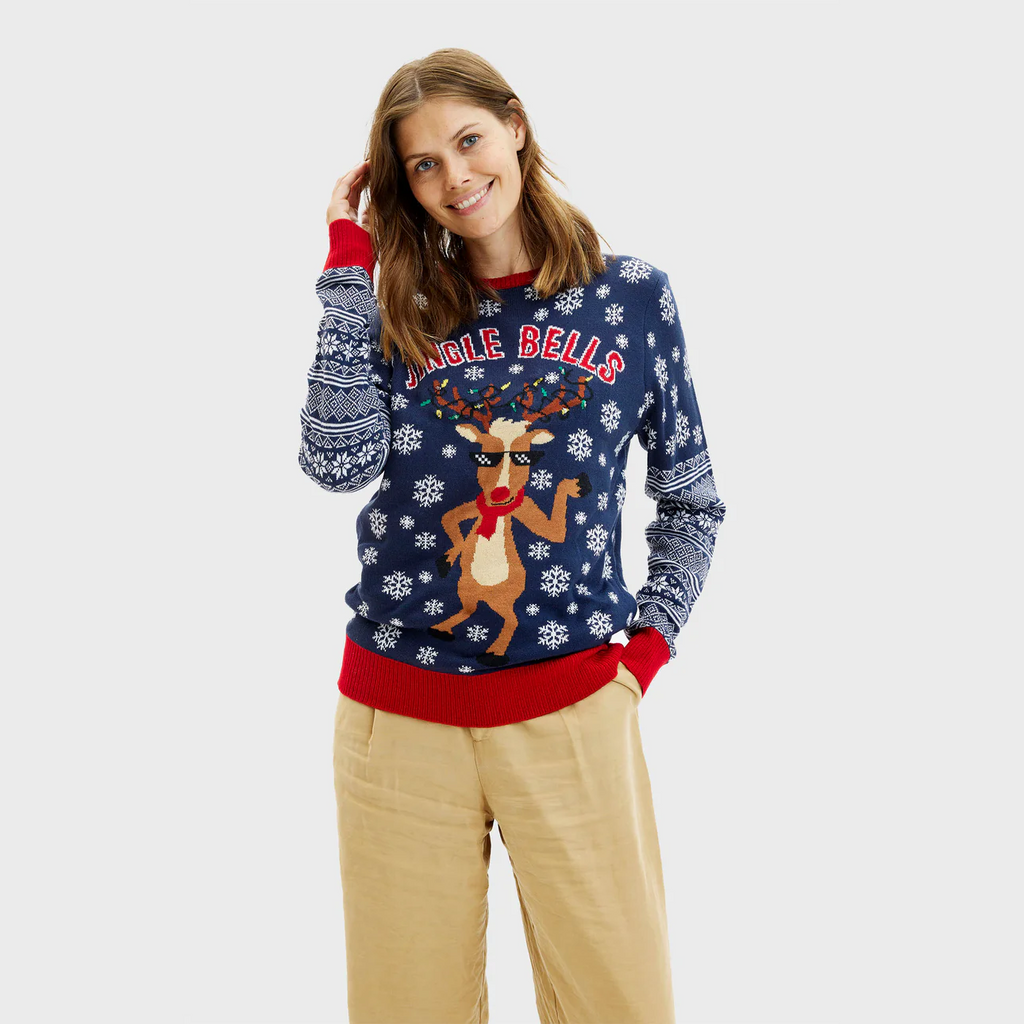 Womens LED light-up Ugly Christmas Sweater Jingle Bells