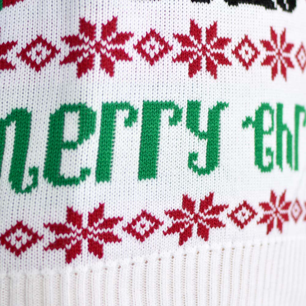 Womens Light Blue Ugly Christmas Sweater with Santa and Rudolph