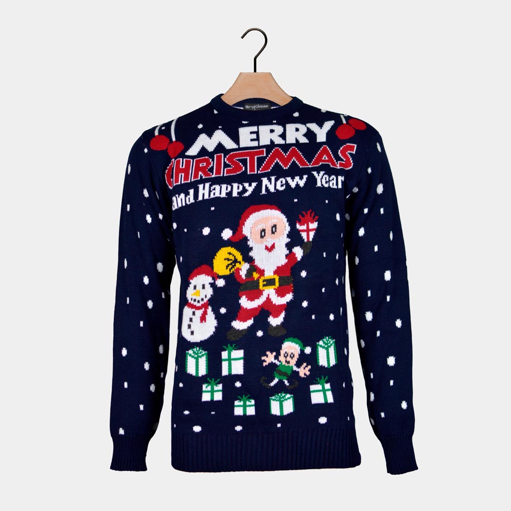 Womens Ugly Christmas Sweater Merry Christmas and Happy New Year