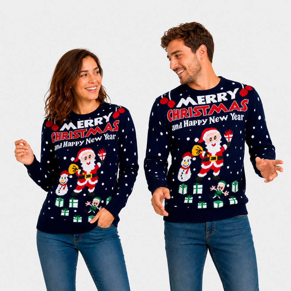 Womens Ugly Christmas Sweater Merry Christmas and Happy New Year