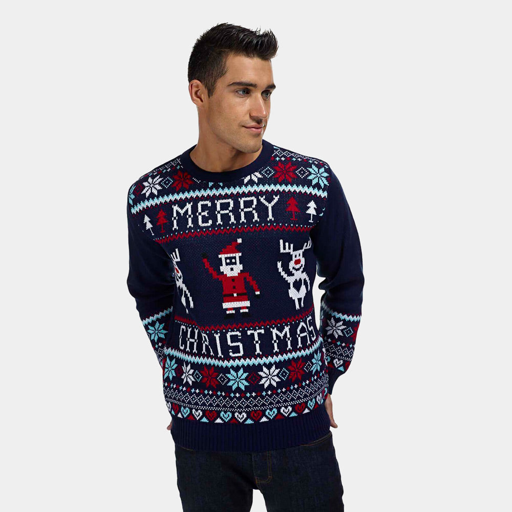 Womens Navy Blue Merry Ugly Christmas Sweater