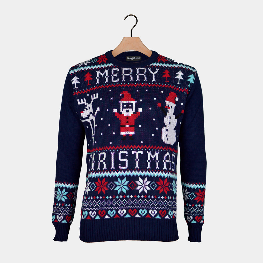 Womens Navy Blue Merry Ugly Christmas Sweater