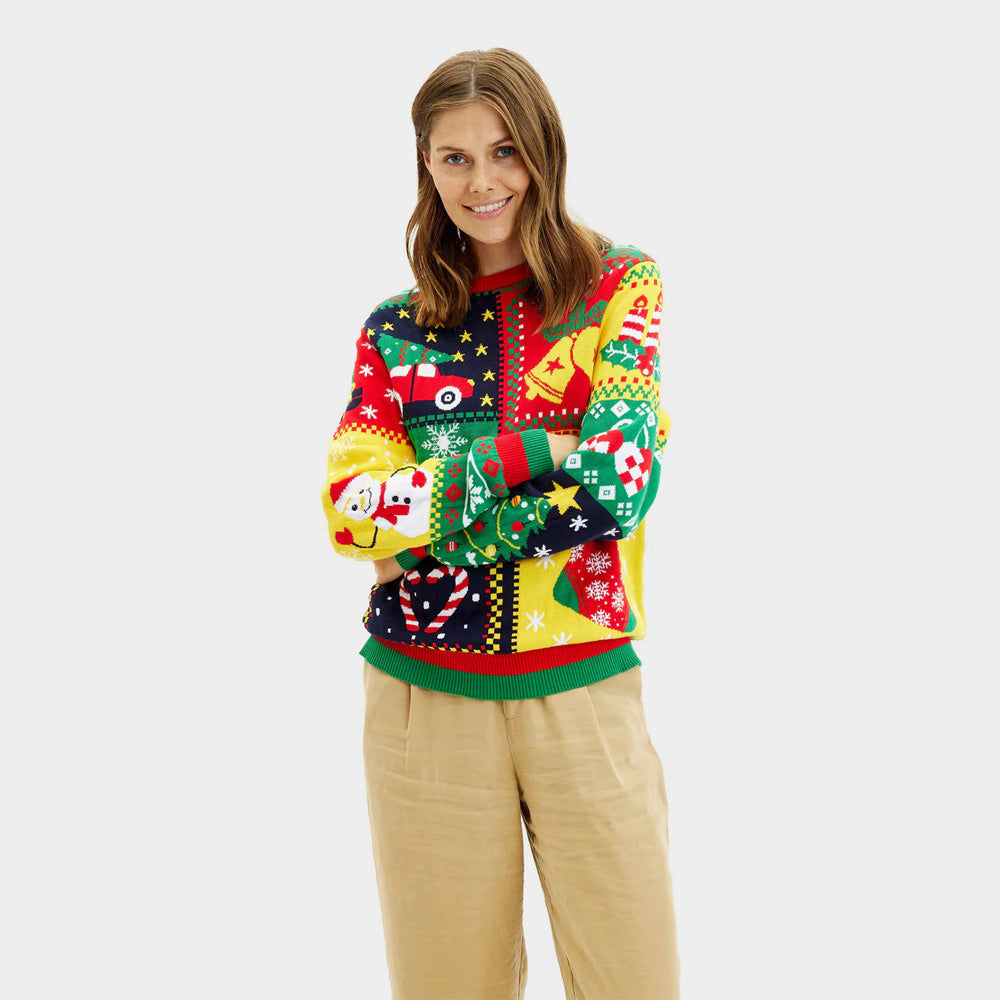 Womens Organic Cotton Ugly Christmas Sweater ¨C Patchwork