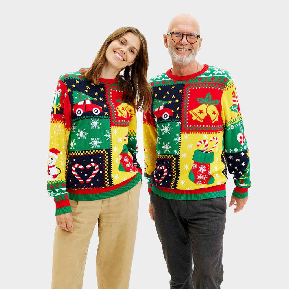 Womens Organic Cotton Ugly Christmas Sweater ¨C Patchwork