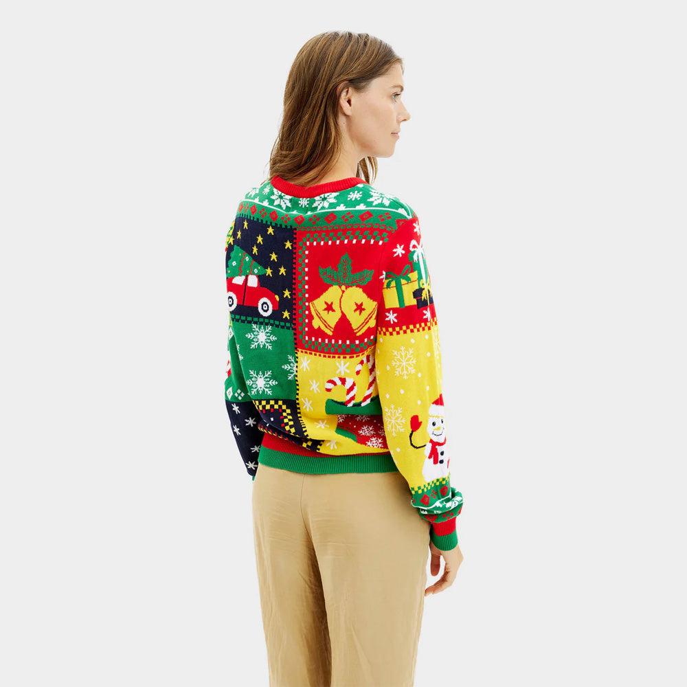 Womens Organic Cotton Ugly Christmas Sweater ¨C Patchwork