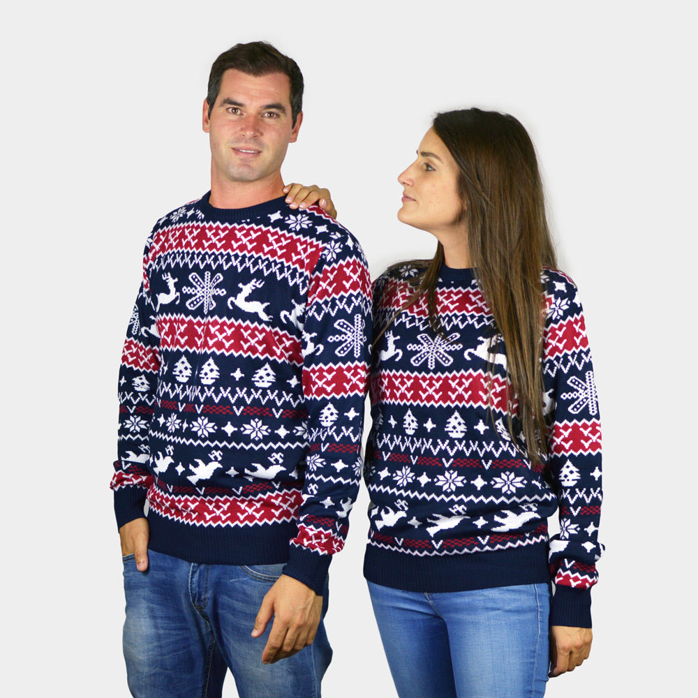 Womens Red and Blue Strips Ugly Christmas Sweater