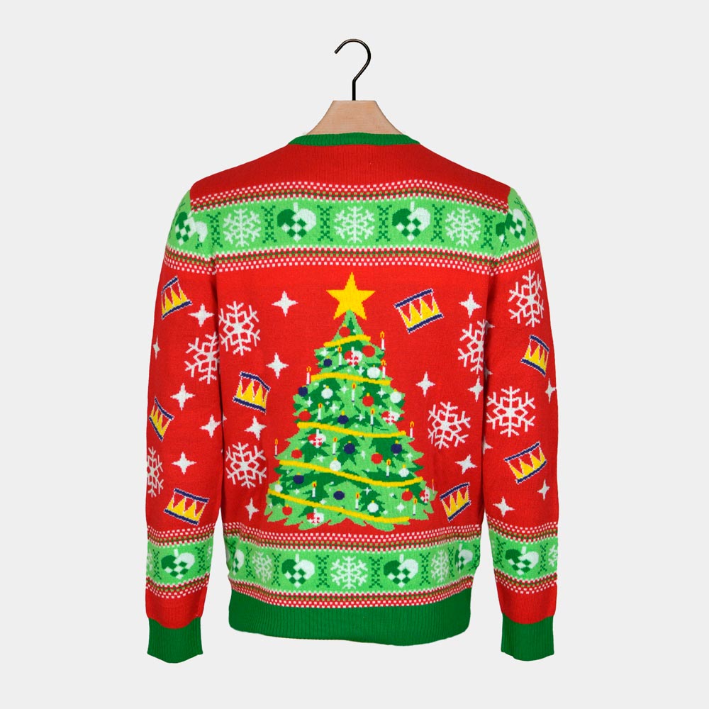 Womens Red LED light-up Ugly Christmas Sweater with Christmas Tree