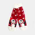 Red Fuzzy Christmas Socks with Penguin