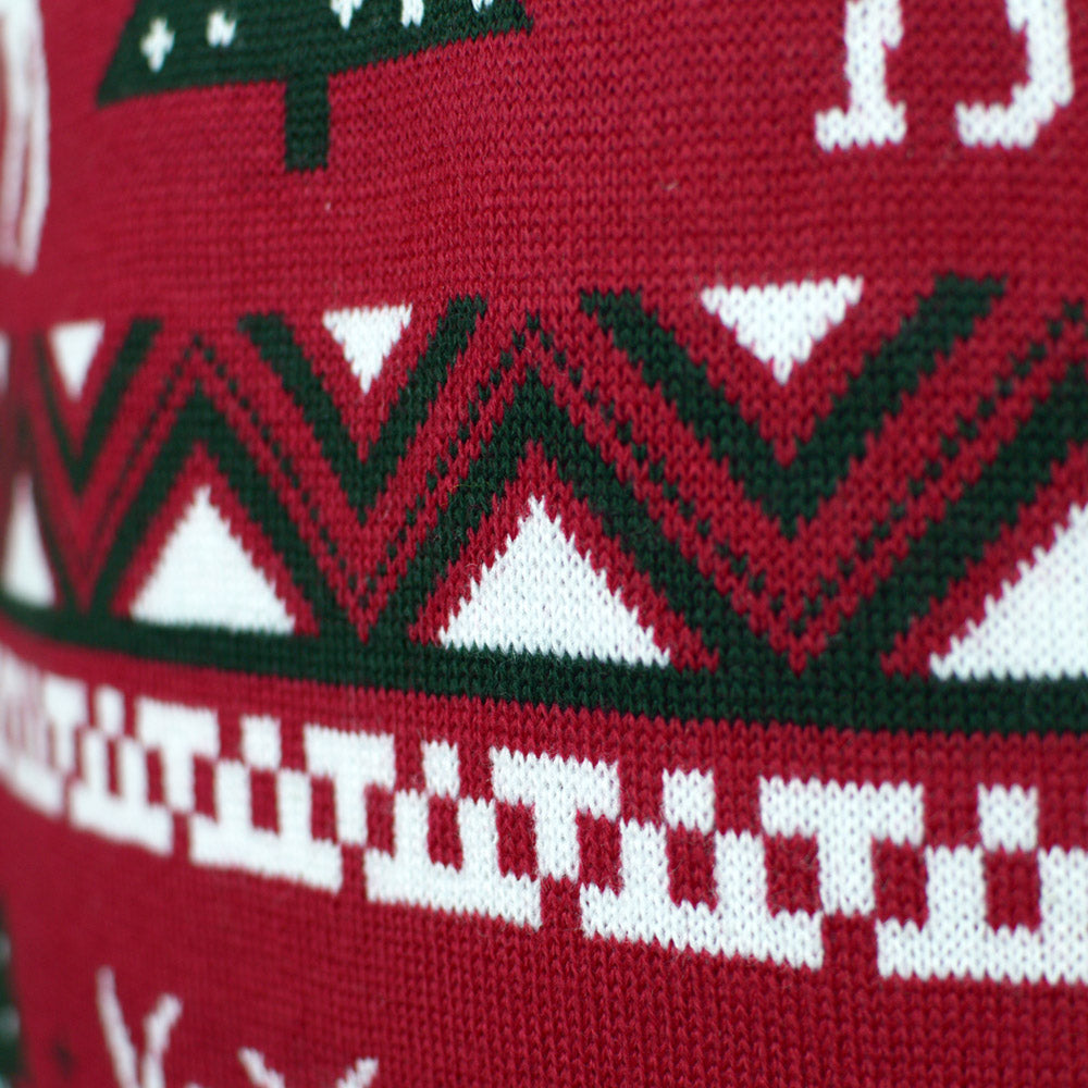 Womens Red Ugly Christmas Sweater with Reindeer and Christmas Trees