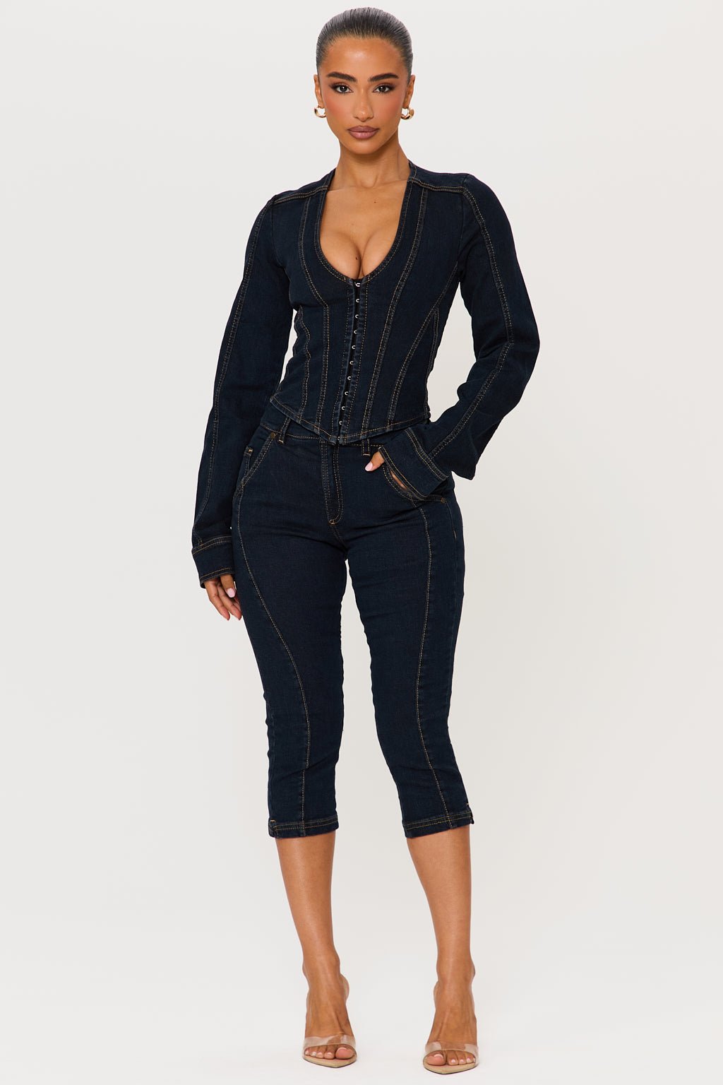 SLOANE DENIM CORSET TOP