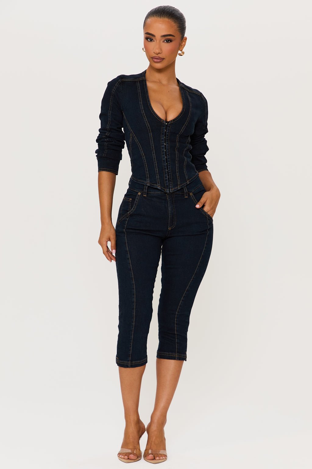 SLOANE DENIM CORSET TOP
