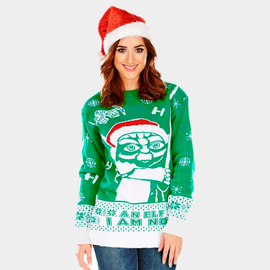 Womens Ugly Christmas Sweater I am Not an Elf