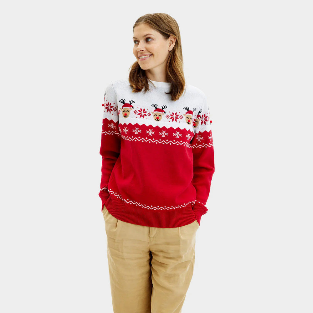 Womens Ugly Christmas Sweater with Adorable Reindeer