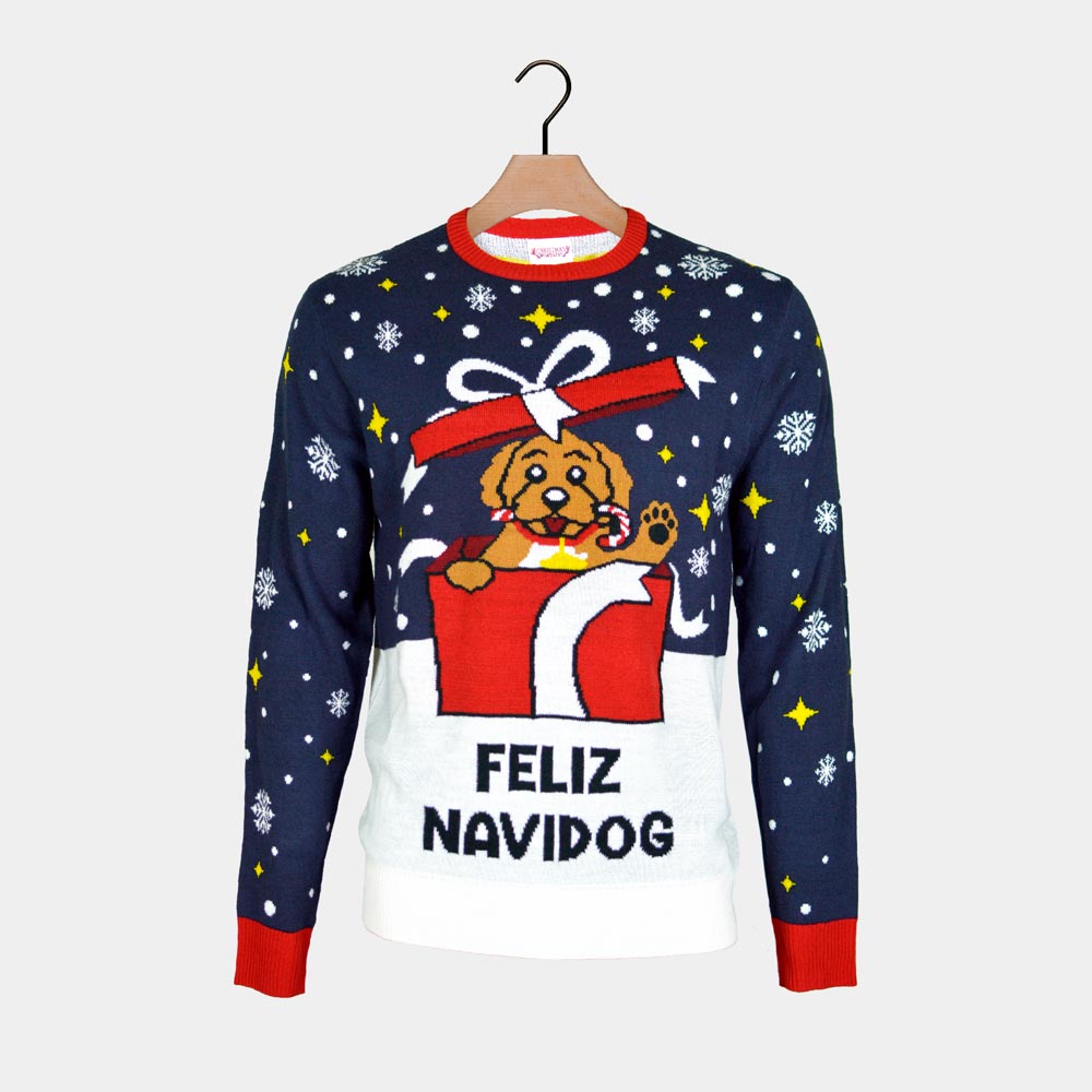 Womens Ugly Christmas Sweater Feliz Navidog