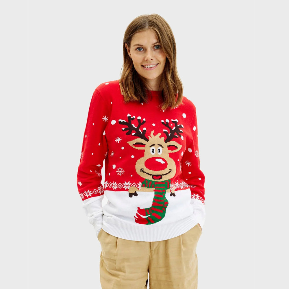 Womens Ugly Christmas Sweater ¨C Reindeer with Scarf