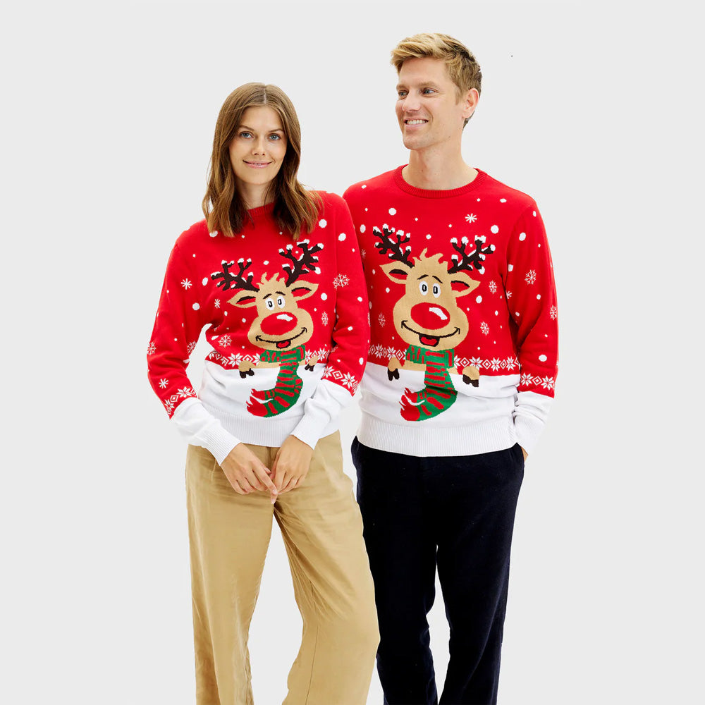 Womens Ugly Christmas Sweater ¨C Reindeer with Scarf
