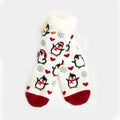 White Fuzzy Christmas Socks with Penguins and Hearts