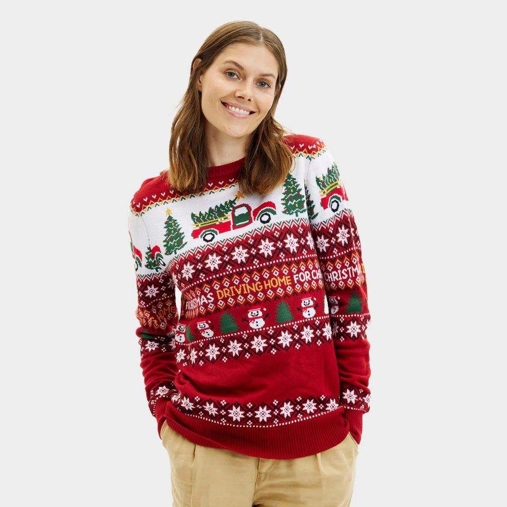 Womens Ugly Christmas Sweater Driving Home