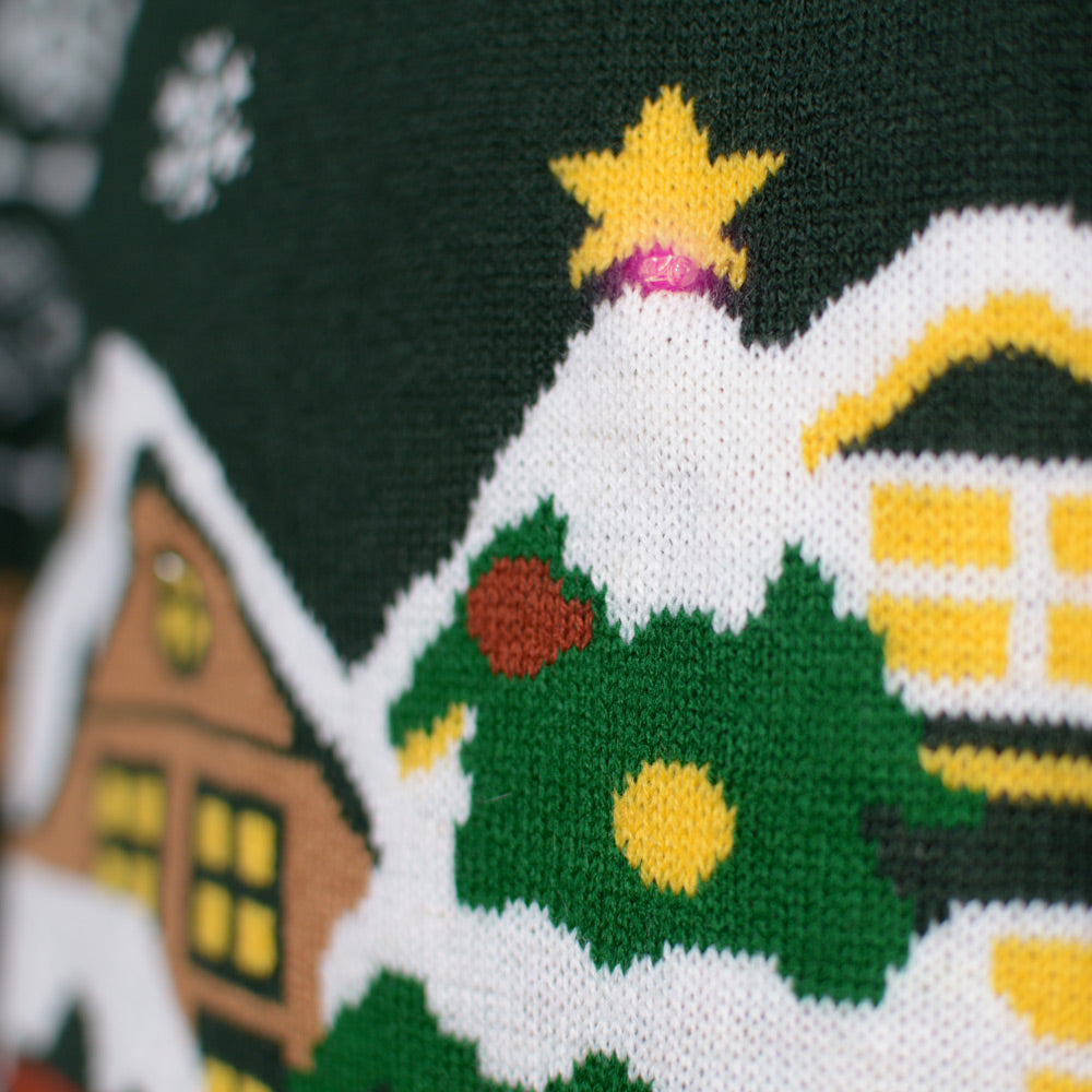 Womens LED light-up Ugly Christmas Sweater Santa is Coming to Town