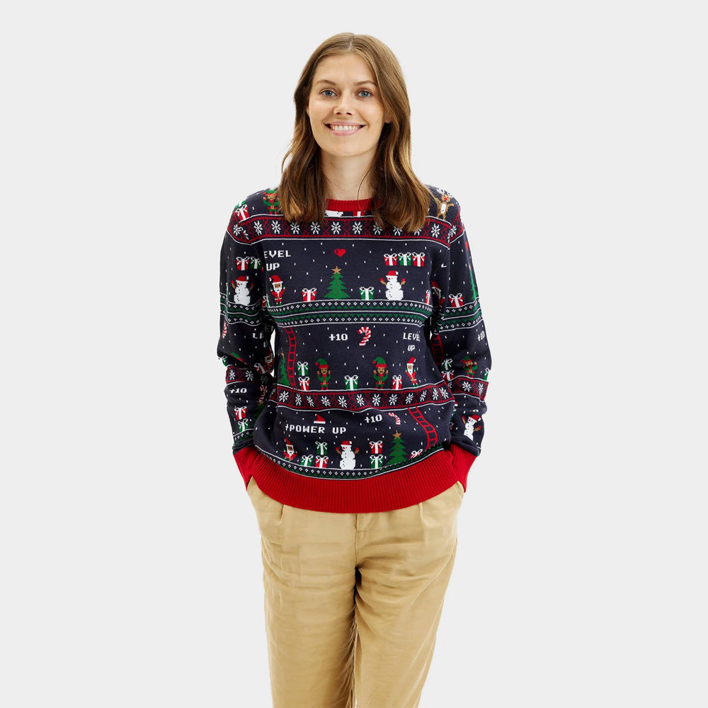 Womens Vintage Gaming Ugly Christmas Sweater