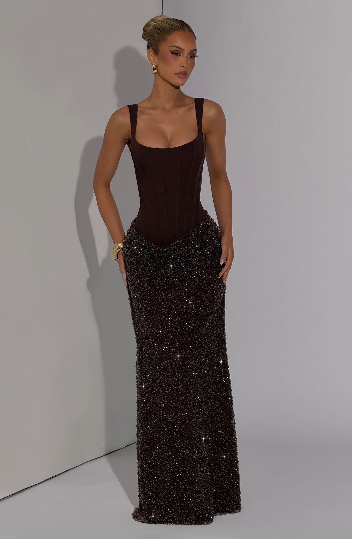 Yeona Maxi Dress - Plum Brown