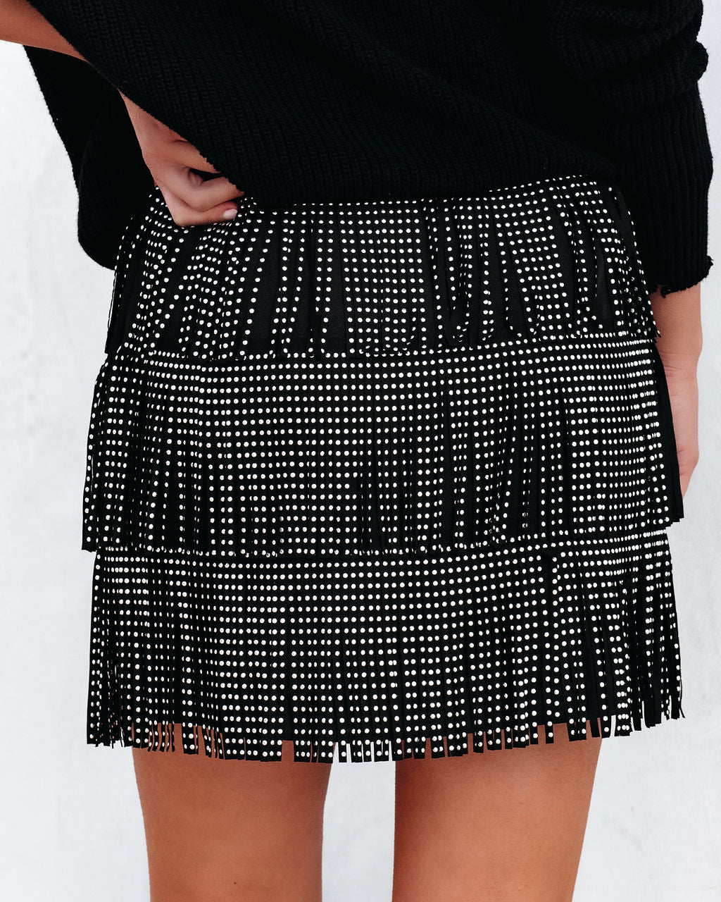 Zoie Studded Fringe Mini Skirt